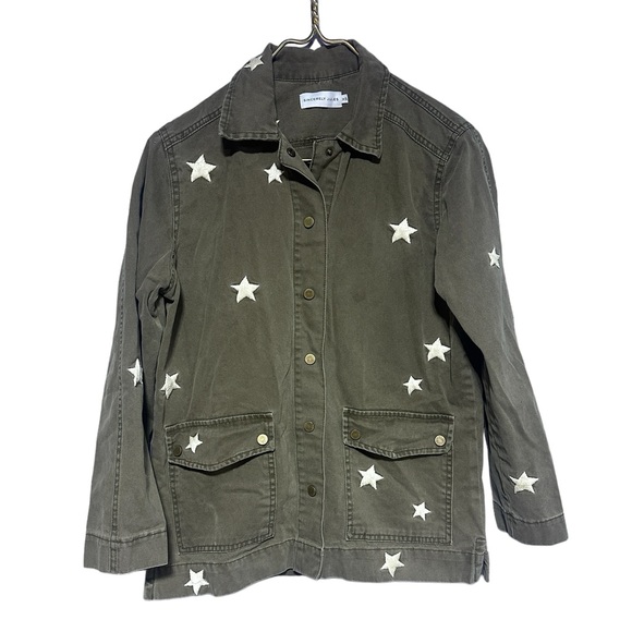 Sincerely Jules Military Vintage Look Distressed Snap Front Jacket Shirt XS - Picture 12 of 13